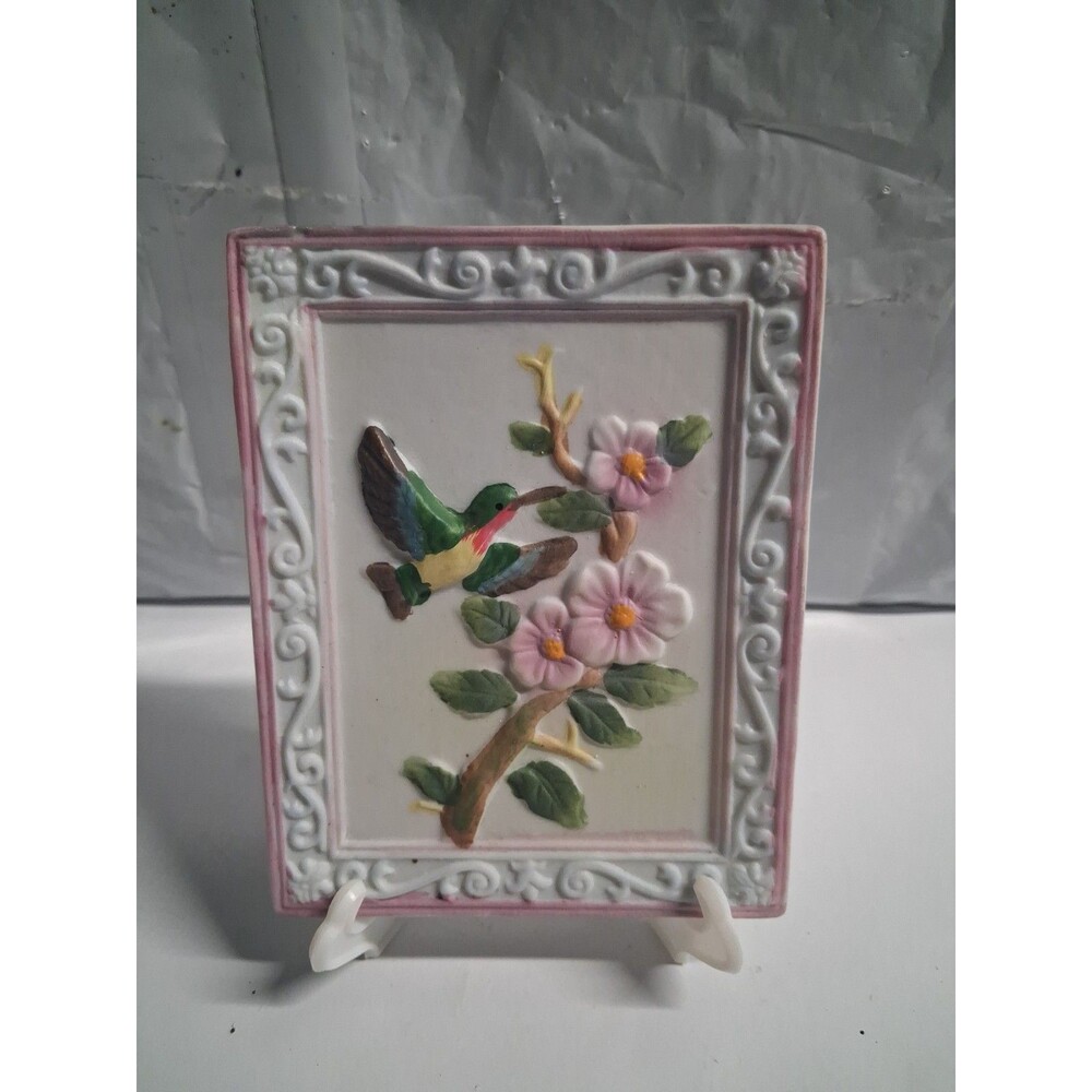 Home Accents Wall Plaque  With Bird And Flowers Ceramic 5x4